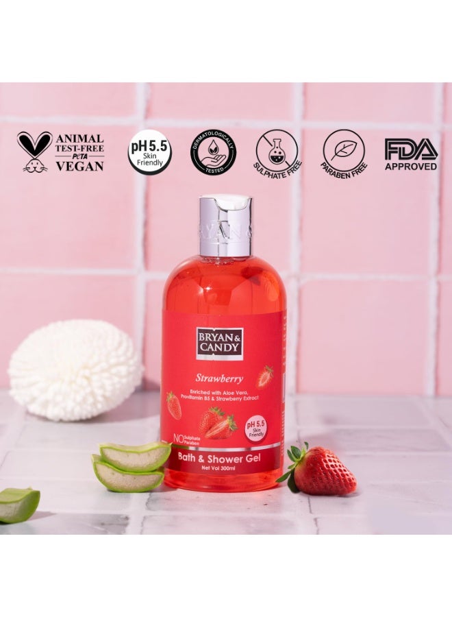 Bryan & Candy Strawberry Shower Gel (300ml) with Aloe Vera. Gentle, Moisturizing Body Wash for Soft, Supple Skin - Image 2