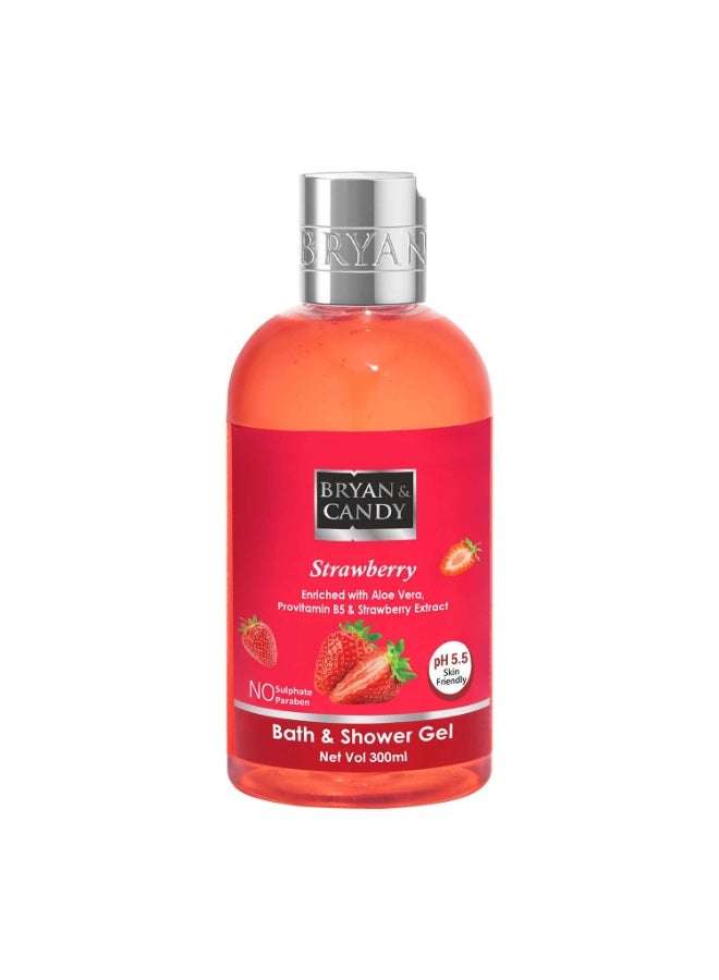 Bryan & Candy Strawberry Shower Gel (300ml) with Aloe Vera. Gentle, Moisturizing Body Wash for Soft, Supple Skin - Image 1