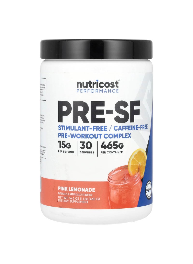 Nutricost Performance, Pre-SF, Stimulant-Free Pre-Workout Complex, Pink Lemonade, 1 lb (465 g)