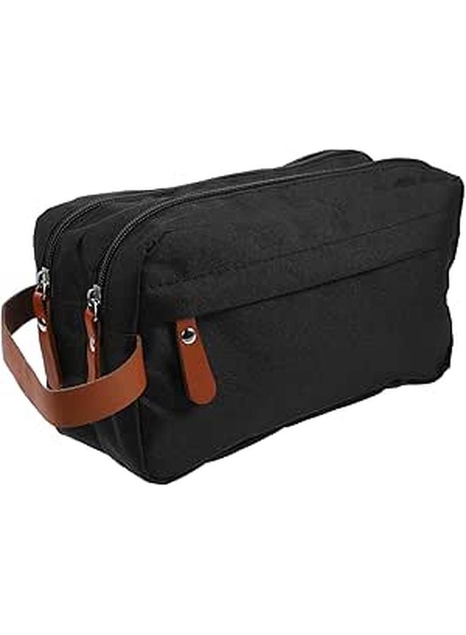 Large Capacity Portable Toiletry Bag Foldable Hanging Organizer Pouch For Travel Black - Image 1