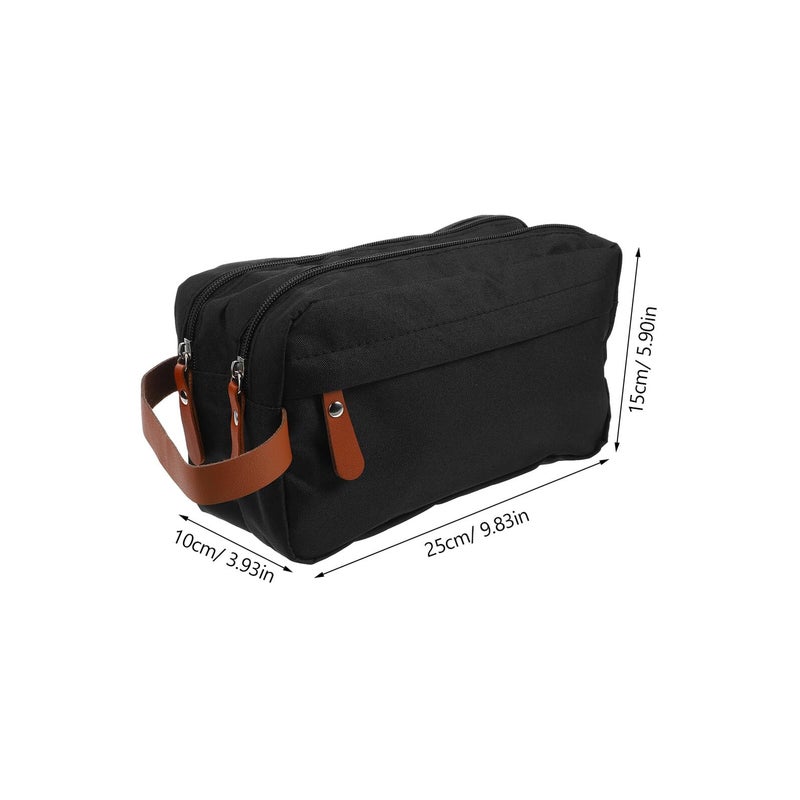 Large Capacity Portable Toiletry Bag Foldable Hanging Organizer Pouch For Travel Black - Image 3