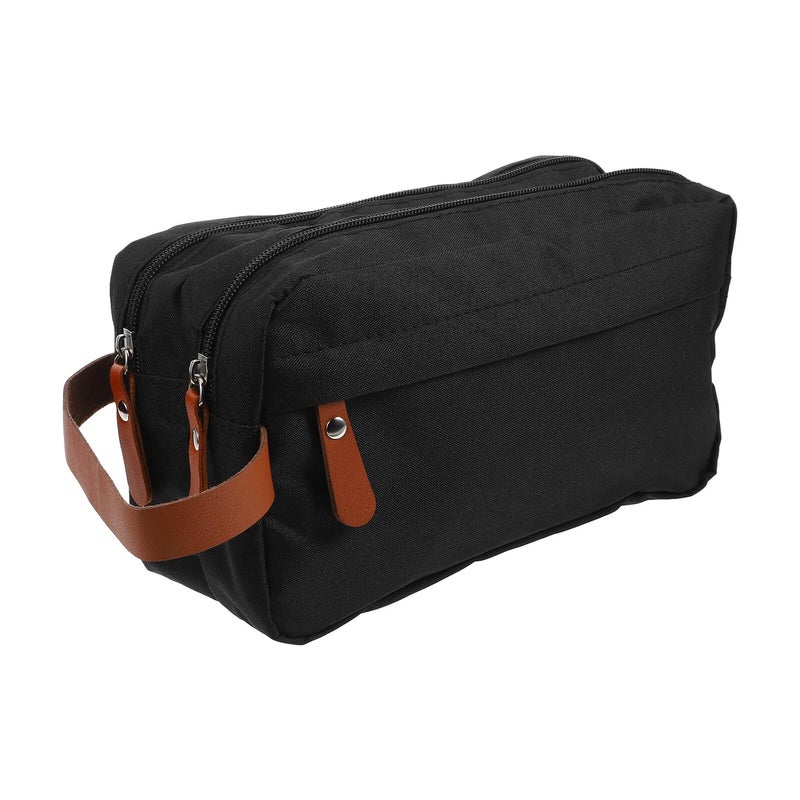 Large Capacity Portable Toiletry Bag Foldable Hanging Organizer Pouch For Travel Black - Image 2