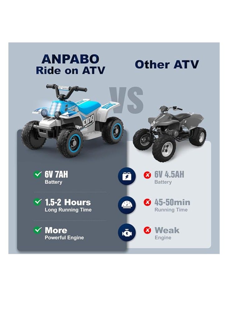 Kids Electric Ride-On ATV | 4-Wheeler Quad Bike with LED Headlights, Rechargeable Battery, and Realistic Design | Outdoor Adventure Toy for Toddlers & Kids Ages 3-6 (White) - Image 3