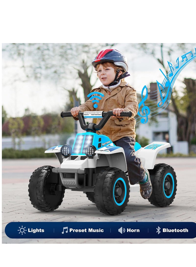 Kids Electric Ride-On ATV | 4-Wheeler Quad Bike with LED Headlights, Rechargeable Battery, and Realistic Design | Outdoor Adventure Toy for Toddlers & Kids Ages 3-6 (White) - Image 4