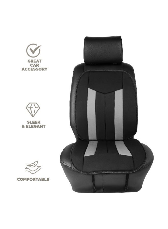 MOB Car Seat Cushion Black & Grey – Universal Fit Front Seat Cover for Cars, SUVs & Trucks – PU Leather with Breathable Mesh Fabric, Sideless Airbag Compatible Design, Soft Padding for Comfort & Support, Easy to Install Model-CU115 - Image 3