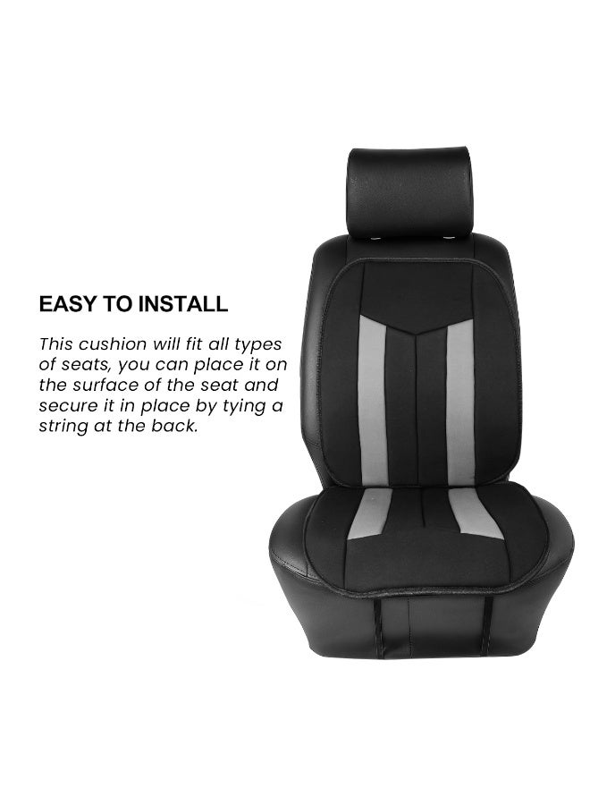 MOB Car Seat Cushion Black & Grey – Universal Fit Front Seat Cover for Cars, SUVs & Trucks – PU Leather with Breathable Mesh Fabric, Sideless Airbag Compatible Design, Soft Padding for Comfort & Support, Easy to Install Model-CU115 - Image 4