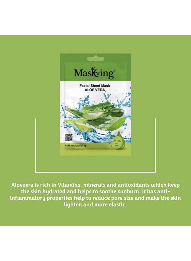 Masking Beauty Facial Sheet Mask (Aloe Vera) Suitable for Women & Men Pack of 05 - Image 2
