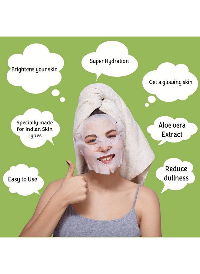 Masking Beauty Facial Sheet Mask (Aloe Vera) Suitable for Women & Men Pack of 05 - Image 4