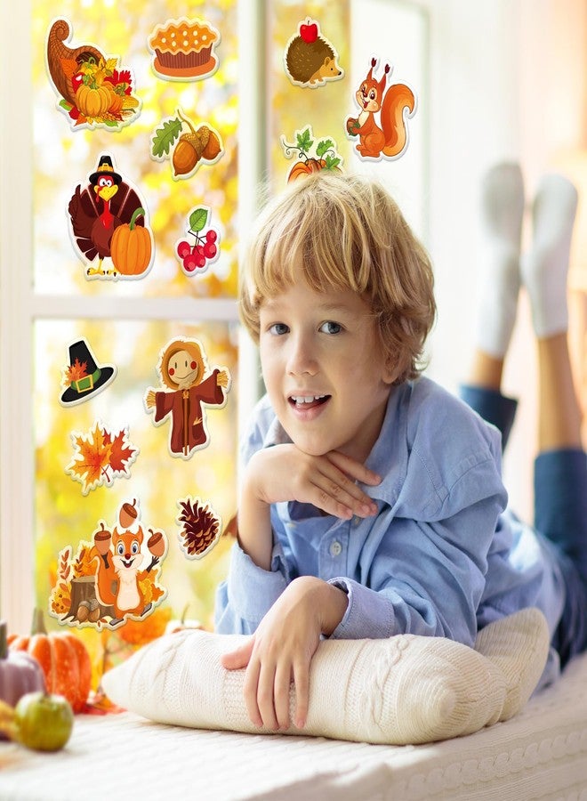 وولاين مجموعة ملصقات جل سميكة من والين، 32 قطعة، لعيد الشكر والخريف، تتضمن ملصقات على شكل يقطين، ديك رومي، شاحنة، سنجاب، فزاعة، لتزيين النوافذ والجدران في فصل الخريف، للمدرسة والمنزل والفصول الدراسية، ورقتان. - Image 3