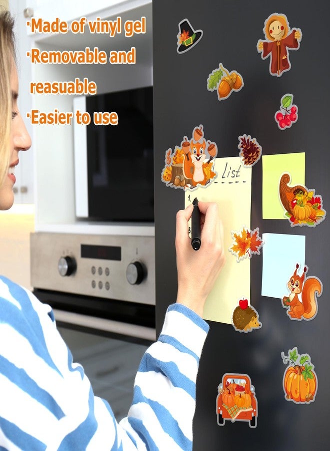 وولاين مجموعة ملصقات جل سميكة من والين، 32 قطعة، لعيد الشكر والخريف، تتضمن ملصقات على شكل يقطين، ديك رومي، شاحنة، سنجاب، فزاعة، لتزيين النوافذ والجدران في فصل الخريف، للمدرسة والمنزل والفصول الدراسية، ورقتان. - Image 4