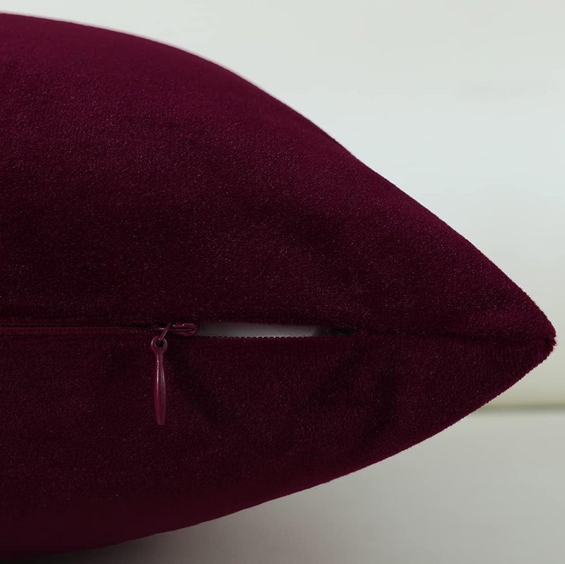 mixeoo Comfy Burgundy Red Throw Pillow Covers Decorative Lumbar Solid Thick Velvet Super Soft Cushion Cases Home Decor for Sofa Couch Living Room Chair, Set of 1, 14 x 36 Inch - Image 4