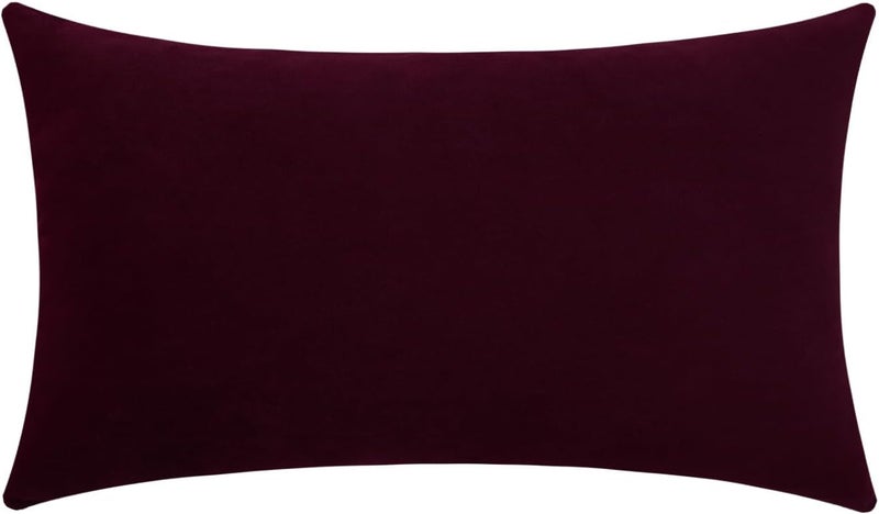 mixeoo Comfy Burgundy Red Throw Pillow Covers Decorative Lumbar Solid Thick Velvet Super Soft Cushion Cases Home Decor for Sofa Couch Living Room Chair, Set of 1, 14 x 36 Inch - Image 1