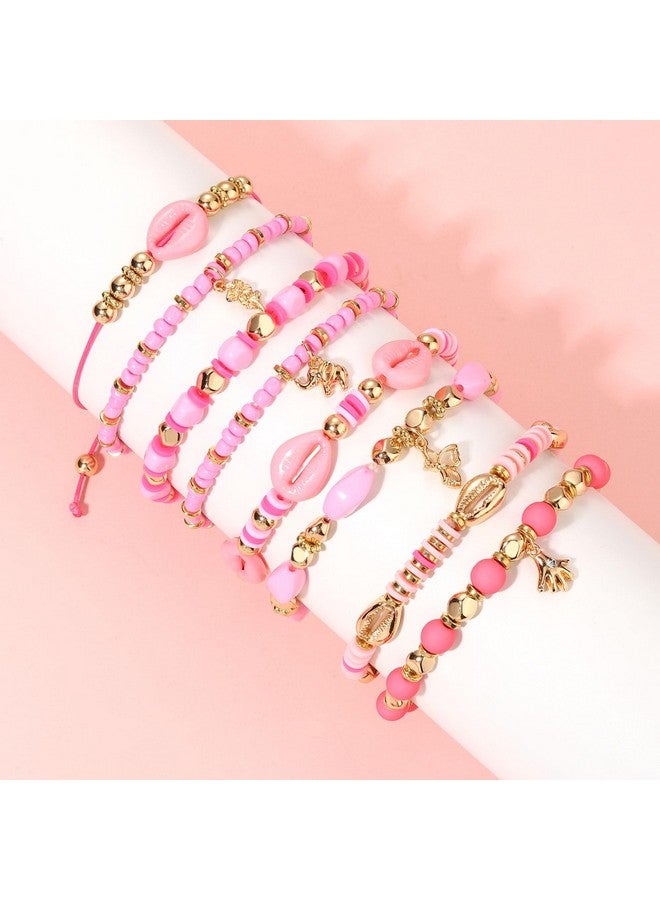 سيالكسهيني أساور Heishi للنساء أساور مطاطية من الخرز الطيني قابلة للتكديس مجموعة أساور الصداقة إكسسوارات الصيف للشاطئ هدايا المجوهرات (الطراز H) - Image 3