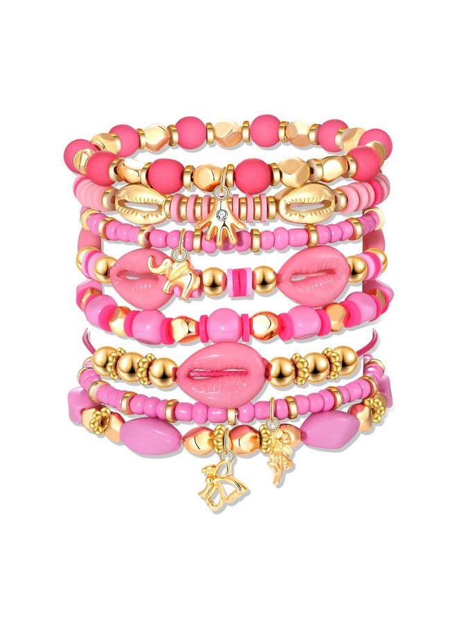 سيالكسهيني أساور Heishi للنساء أساور مطاطية من الخرز الطيني قابلة للتكديس مجموعة أساور الصداقة إكسسوارات الصيف للشاطئ هدايا المجوهرات (الطراز H) - Image 1