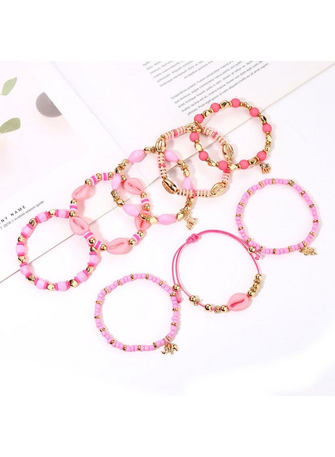 سيالكسهيني أساور Heishi للنساء أساور مطاطية من الخرز الطيني قابلة للتكديس مجموعة أساور الصداقة إكسسوارات الصيف للشاطئ هدايا المجوهرات (الطراز H) - Image 5