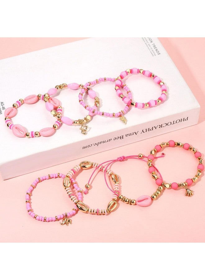 سيالكسهيني أساور Heishi للنساء أساور مطاطية من الخرز الطيني قابلة للتكديس مجموعة أساور الصداقة إكسسوارات الصيف للشاطئ هدايا المجوهرات (الطراز H) - Image 2