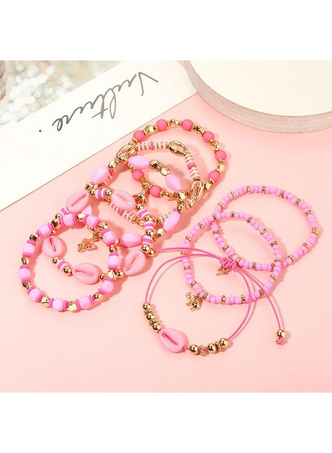 سيالكسهيني أساور Heishi للنساء أساور مطاطية من الخرز الطيني قابلة للتكديس مجموعة أساور الصداقة إكسسوارات الصيف للشاطئ هدايا المجوهرات (الطراز H) - Image 4