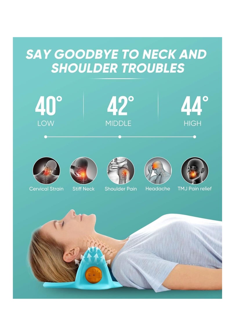 SYOSI - Heated Neck Stretcher for Neck Pain Relief, Portable Neck Head Acupressure Pillow, Adult Cervical Prosthesis Traction, Cervical Spine Massager, Shoulder Relaxer, Neck Pillow for Muscle Relax Gift - Image 1