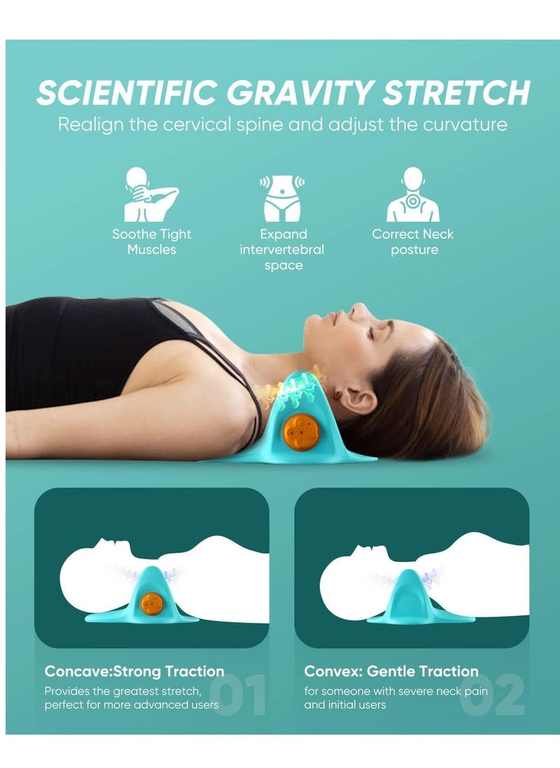 SYOSI - Heated Neck Stretcher for Neck Pain Relief, Portable Neck Head Acupressure Pillow, Adult Cervical Prosthesis Traction, Cervical Spine Massager, Shoulder Relaxer, Neck Pillow for Muscle Relax Gift - Image 1