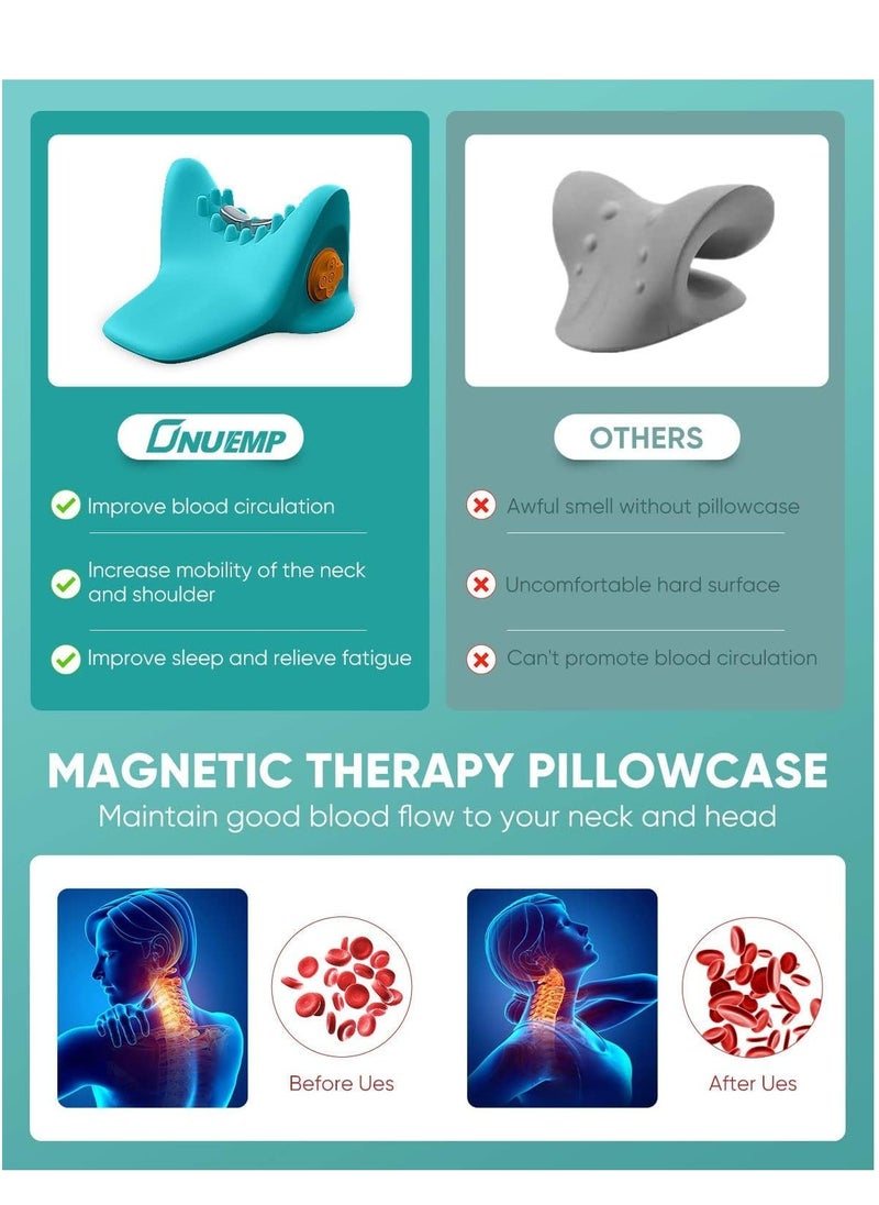 SYOSI - Heated Neck Stretcher for Neck Pain Relief, Portable Neck Head Acupressure Pillow, Adult Cervical Prosthesis Traction, Cervical Spine Massager, Shoulder Relaxer, Neck Pillow for Muscle Relax Gift - Image 1