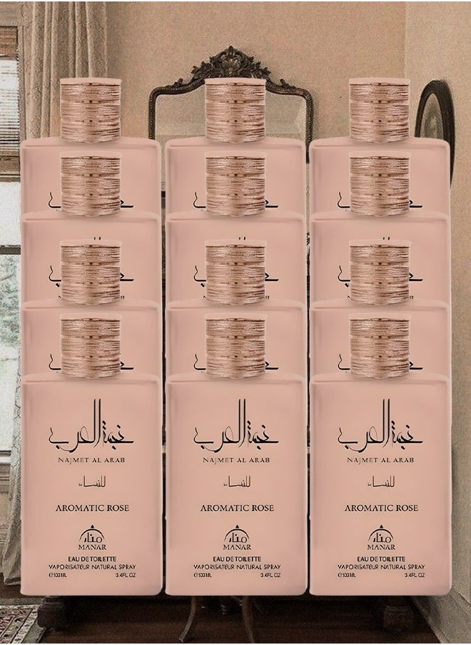 منار 12 قطع عطر نجمة العرب روز العطري للنساء 100 مل  - Image 1