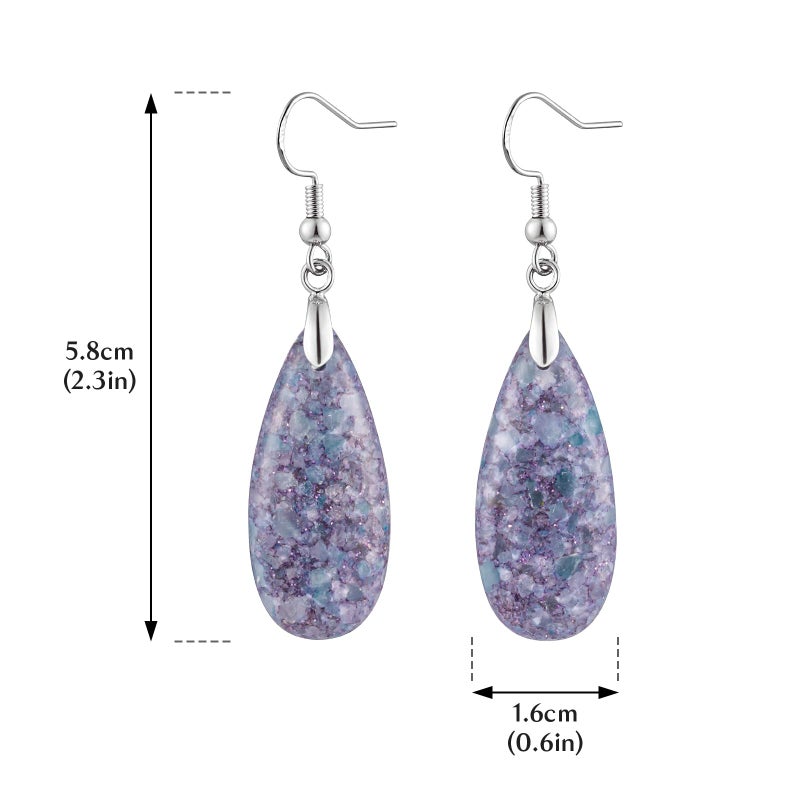 HAISWET Light Purple Stone Drop Earrings Teardrop Mint Dangle Drop Earrings for Women - Image 4