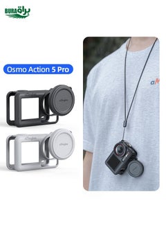 BURAQ For DJI Osmo Action 5 Pro aMagisn Silicone Protective Case with Lanyard and Lens Cap(Light Gray)  - Image 2