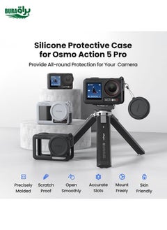 BURAQ For DJI Osmo Action 5 Pro aMagisn Silicone Protective Case with Lanyard and Lens Cap(Light Gray)  - Image 4