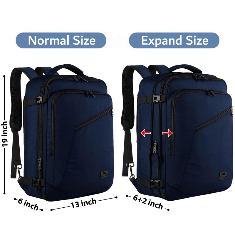 MATEIN Weekender Backpack, Large Capacity Travelling Suitcase Backpack with Strap for Clothes, Expandable Flight Approved Business Carry on Daypack for International Travel, Blue - Image 5