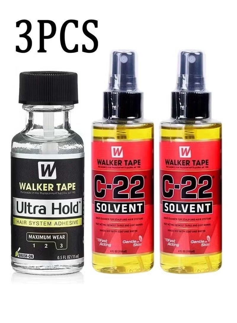 Walker Tape a Hair System Adhesive 15ml and 2 Pcs Wig Glue Remover 118ml,Creating a Long-lasting Attachment and Easy Removal Experience - Image 1