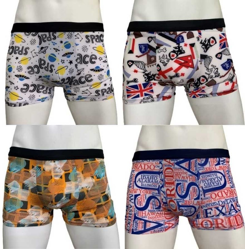 ASJAR Printed Cotton Mid Waist Plus Ice Silk Elasticity Best Fitting Boxer Brief Shorts Pants/Underwears for Men (Pack of 3) (Multicolor) (L) - Image 5