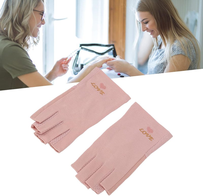 Anti UV Manicure Gloves, Nail Lamp Breathable Gloves, Art Skin UV Gloves for Gel Nail Lamp Home Salon (Lotus Root Color) - Image 5