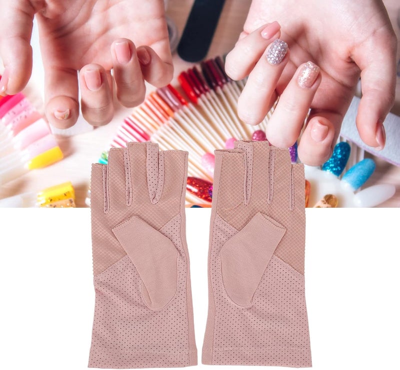 Anti UV Manicure Gloves, Nail Lamp Breathable Gloves, Art Skin UV Gloves for Gel Nail Lamp Home Salon (Lotus Root Color) - Image 4