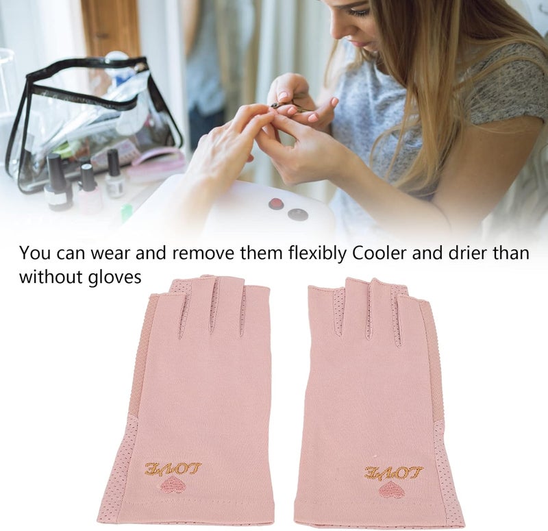 Anti UV Manicure Gloves, Nail Lamp Breathable Gloves, Art Skin UV Gloves for Gel Nail Lamp Home Salon (Lotus Root Color) - Image 3