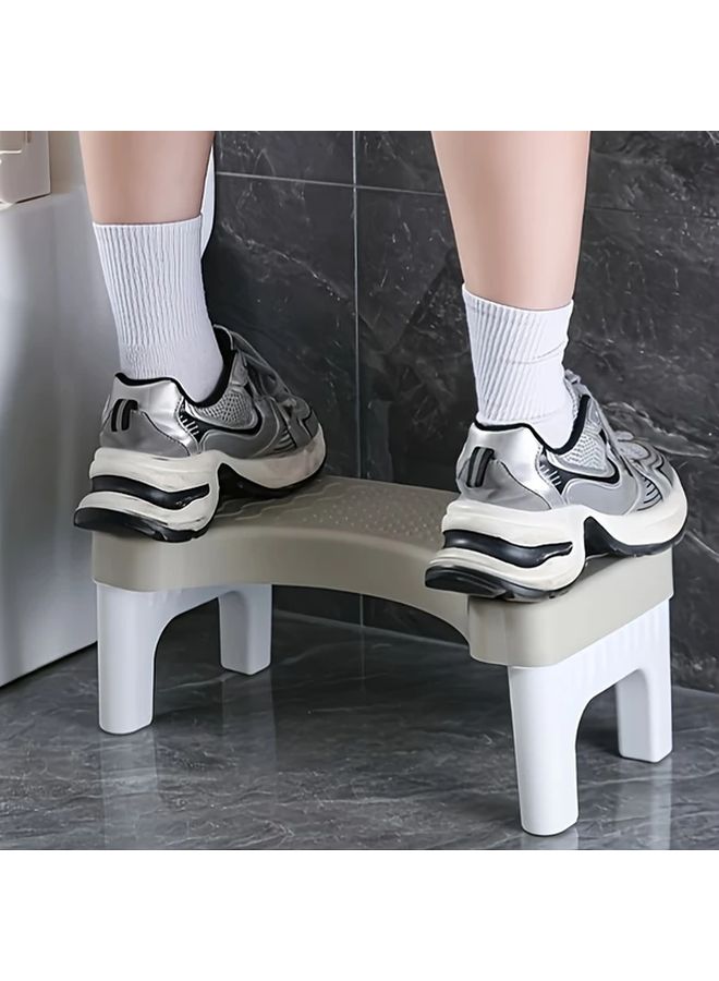 White Ergonomic Toilet Foot Stool Non Slip Textured Surface Portable Easy Clean Durable - Image 1