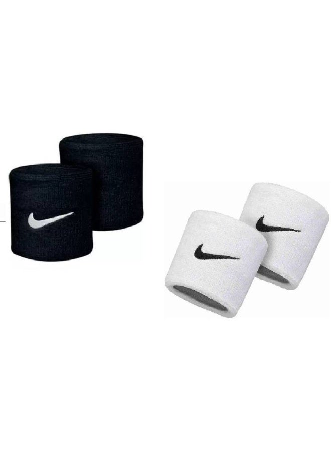 COSY Cosy SPORTS WRIST BAND , SWEAT BAND FOR SPORTS ,GYM Fitness Band  (White, Black, Pack of 4) - Image 1