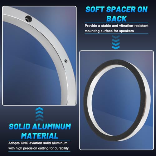 Tongze 6.5" Speaker Spacers, 0.63" Thickness Metal Speaker Adapter Rings for Cars/Boats/Trucks/RV Custom Subwoofer Mounting - Image 4