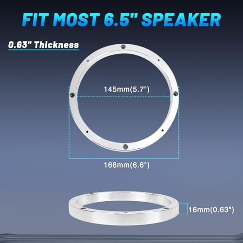 Tongze 6.5" Speaker Spacers, 0.63" Thickness Metal Speaker Adapter Rings for Cars/Boats/Trucks/RV Custom Subwoofer Mounting - Image 3