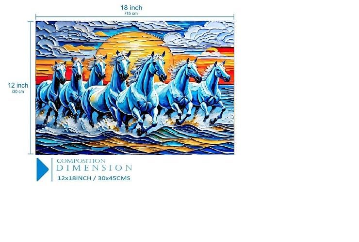 Fliptic 7 خيول جارية ملصق فاستو لجدران المنزل للديكور وعلاجات فاستو إعادة طباعة رقمية (تصميم 2، 12 بوصة × 18 بوصة) - Image 2