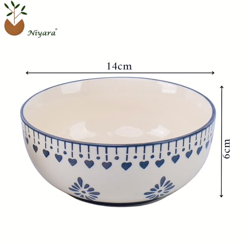 Niyara Handmade Ceramic Bowls | Multipurpose Serving Bowls for Soup, Cereal, Salad, Snacks | Microwave & Dishwasher Safe (Set of 2) (Grey jhalar) - Image 4