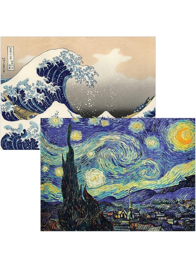 Home Trove Palace Learning 2 Pack - Starry Night By Vincent Van Gogh & The Great Wave Off Kanagawa By Katsushika Hokusai - Fine Art Poster Prints (Laminated, 18" X 24")  - Image 1