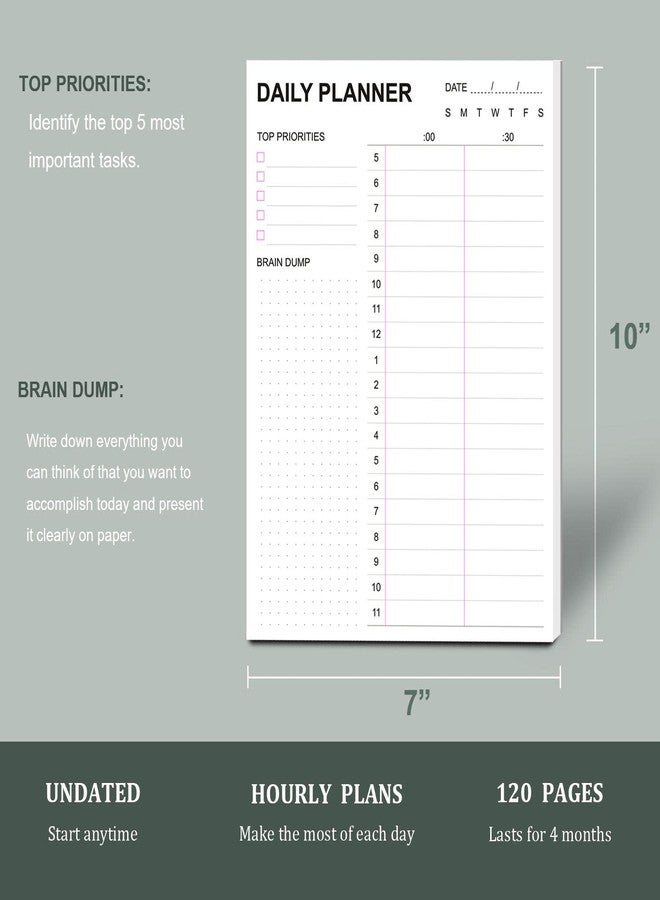 Tiankool To Do List Notepad - Daily To Do List with Priorities, Hourly Scheduler and Notes - Daily Planner Notepad for Work, Study, Appointments, 60 Tear Off Sheets Planning Pad, 7x10 Inch - Image 2