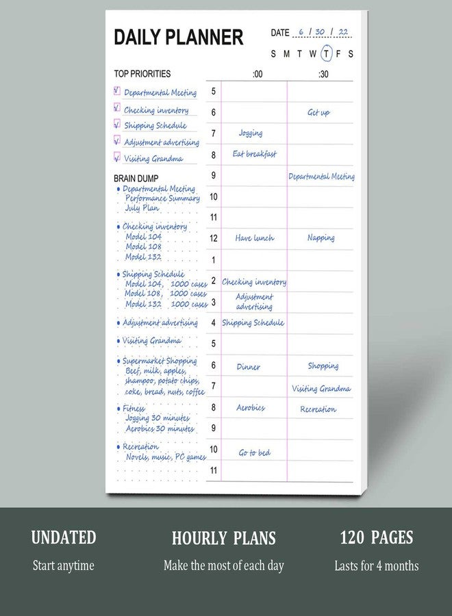 Tiankool To Do List Notepad - Daily To Do List with Priorities, Hourly Scheduler and Notes - Daily Planner Notepad for Work, Study, Appointments, 60 Tear Off Sheets Planning Pad, 7x10 Inch - Image 3