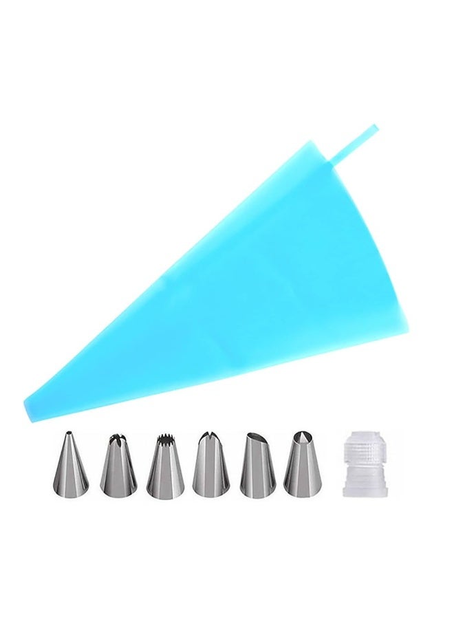 مجموعة أدوات مطبخ سيليكونية لتزيين الكيك والكريمة والمعجنات + 6 قطع من الفولاذ المقاوم للصدأ - Image 2