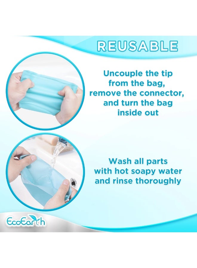 مجموعة أدوات مطبخ سيليكونية لتزيين الكيك والكريمة والمعجنات + 6 قطع من الفولاذ المقاوم للصدأ - Image 5