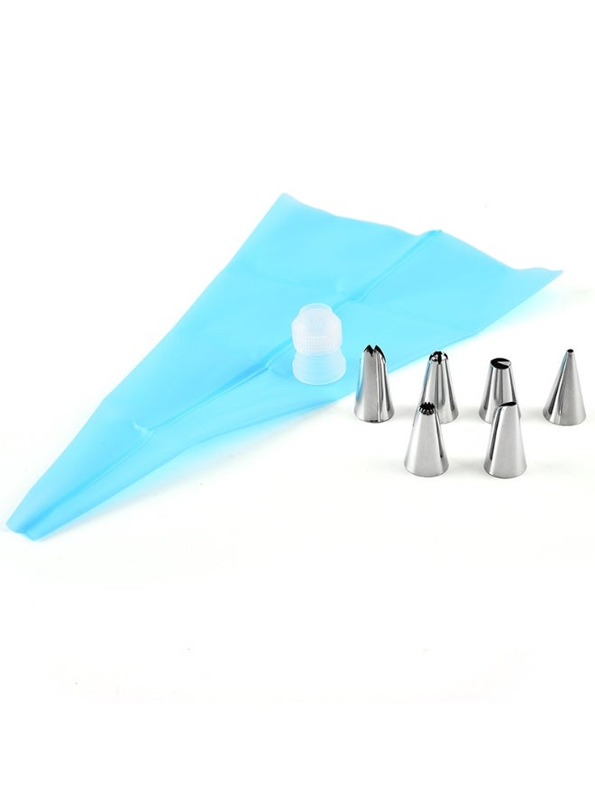 مجموعة أدوات مطبخ سيليكونية لتزيين الكيك والكريمة والمعجنات + 6 قطع من الفولاذ المقاوم للصدأ - Image 1