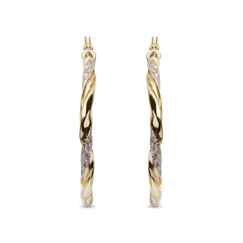 LeCalla 925 Sterling Silver Earring Hoops Jewelry 14K Gold-Plated Two-Tone Light-Weight Italian Design Large Hoop Earrings for Women 40 MM - Image 3