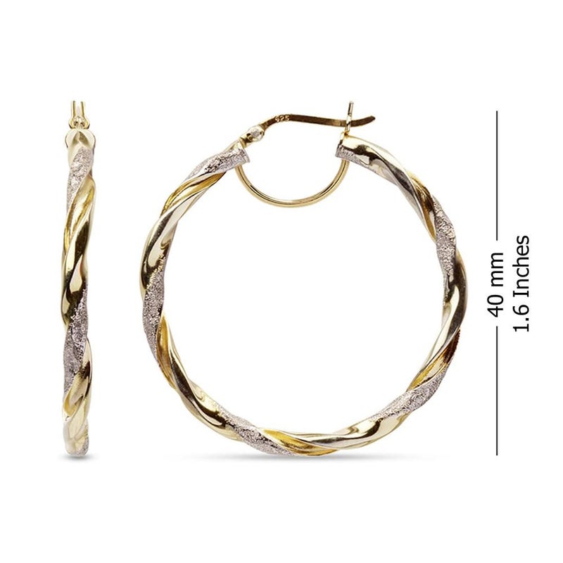 LeCalla 925 Sterling Silver Earring Hoops Jewelry 14K Gold-Plated Two-Tone Light-Weight Italian Design Large Hoop Earrings for Women 40 MM - Image 4