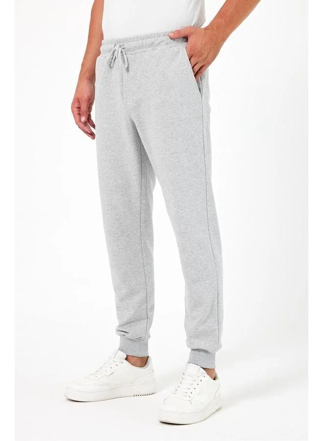 mmetalic Thick Gray Men’s Jogger Sweatpants with Back Pocket, Elastic Hem, Regular Fit, Without Fleece Lining