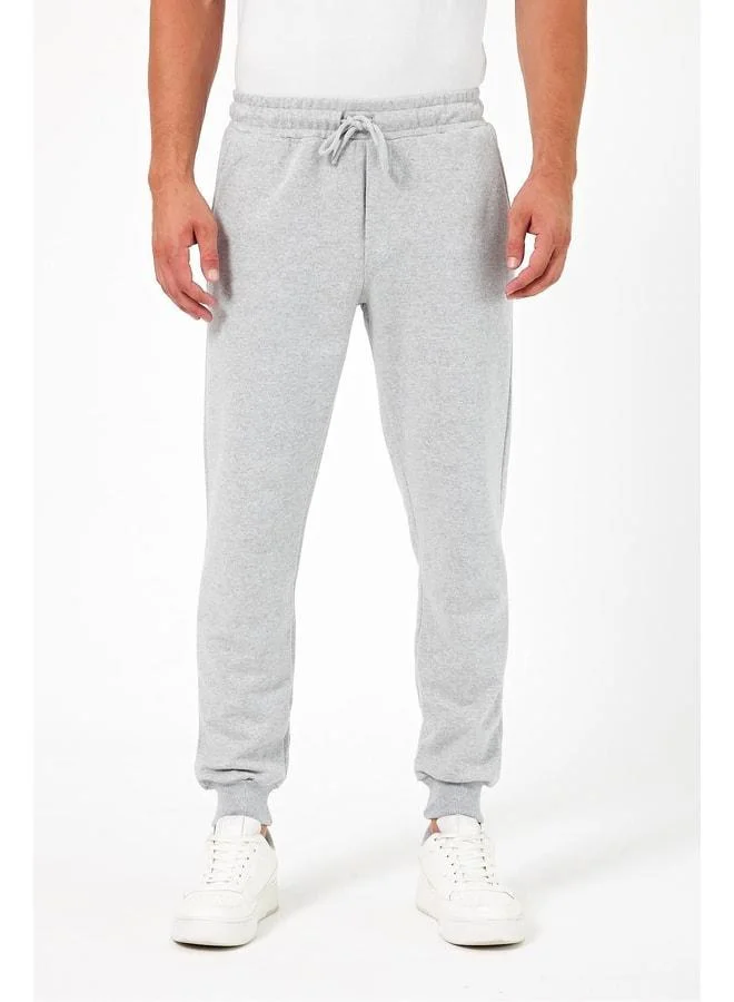 mmetalic Thick Gray Men’s Jogger Sweatpants with Back Pocket, Elastic Hem, Regular Fit, Without Fleece Lining